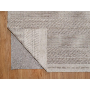9'2"x12'2" Beaver Brown, Piled Flat Weave With Textured Grass Design, 100% Wool, Hand Woven, Oriental Rug FWR546714