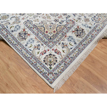 Load image into Gallery viewer, 9&#39;x12&#39;1&quot; Daisy White, Nain With Center Flower Design, 250 Kpsi, Hand Knotted, Wool And Silk, Oriental Rug FWR546732