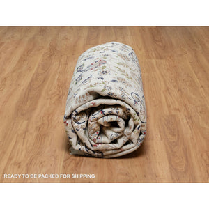 9'x12'1" Daisy White, Nain With Center Flower Design, 250 Kpsi, Hand Knotted, Wool And Silk, Oriental Rug FWR546732
