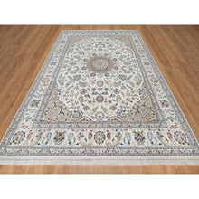 Load image into Gallery viewer, 8&#39;10&quot;x12&#39;4&quot; Cotton White, Soft Pile, Nain With Center Flower Design, 250 Kpsi, Hand Knotted, Wool And Silk, Oriental Rug FWR546744