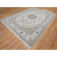 Load image into Gallery viewer, 8&#39;10&quot;x12&#39;4&quot; Cotton White, Soft Pile, Nain With Center Flower Design, 250 Kpsi, Hand Knotted, Wool And Silk, Oriental Rug FWR546744