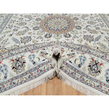 Load image into Gallery viewer, 8&#39;10&quot;x12&#39;4&quot; Cotton White, Soft Pile, Nain With Center Flower Design, 250 Kpsi, Hand Knotted, Wool And Silk, Oriental Rug FWR546744