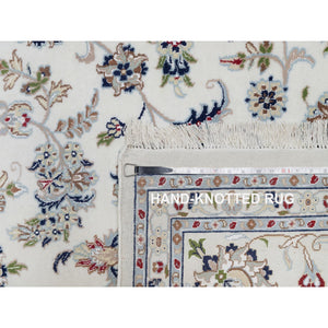 8'10"x12'4" Cotton White, Soft Pile, Nain With Center Flower Design, 250 Kpsi, Hand Knotted, Wool And Silk, Oriental Rug FWR546744