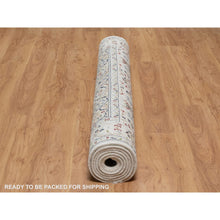 Load image into Gallery viewer, 5&#39;10&quot;x9&#39;2&quot; Pearl White, 250 Kpsi, Hand Knotted, Nain With Flower Medallion Design, Wool And Silk, Oriental Rug FWR546750