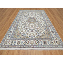 Load image into Gallery viewer, 8&#39;9&quot;x12&#39;3&quot; Pearl White, Hand Knotted, Nain With Flower Medallion Motif, 250 Kpsi, Wool And Silk, Oriental Rug FWR546756