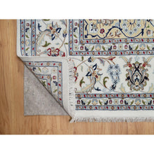Load image into Gallery viewer, 8&#39;9&quot;x12&#39;3&quot; Pearl White, Hand Knotted, Nain With Flower Medallion Motif, 250 Kpsi, Wool And Silk, Oriental Rug FWR546756
