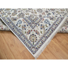 Load image into Gallery viewer, 8&#39;9&quot;x12&#39;3&quot; Pearl White, Hand Knotted, Nain With Flower Medallion Motif, 250 Kpsi, Wool And Silk, Oriental Rug FWR546756