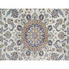 Load image into Gallery viewer, 8&#39;9&quot;x12&#39;3&quot; Pearl White, Hand Knotted, Nain With Flower Medallion Motif, 250 Kpsi, Wool And Silk, Oriental Rug FWR546756