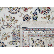 Load image into Gallery viewer, 8&#39;9&quot;x12&#39;3&quot; Pearl White, Hand Knotted, Nain With Flower Medallion Motif, 250 Kpsi, Wool And Silk, Oriental Rug FWR546756