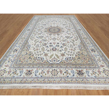 Load image into Gallery viewer, 11&#39;9&quot;x18&#39;1&quot; Floral White, 250 Kpsi, Nain With Flower Medallion Design, Hand Knotted, Wool And Silk, Oversized, Oriental Rug FWR546762