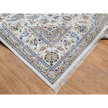 Load image into Gallery viewer, 11&#39;9&quot;x18&#39;1&quot; Floral White, 250 Kpsi, Nain With Flower Medallion Design, Hand Knotted, Wool And Silk, Oversized, Oriental Rug FWR546762