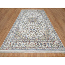 Load image into Gallery viewer, 9&#39;8&quot;x14&#39;4&quot; Snow White, Nain With Floral Medallion Design, 250 Kpsi, Hand Knotted, Wool And Silk, Oriental Rug FWR546774