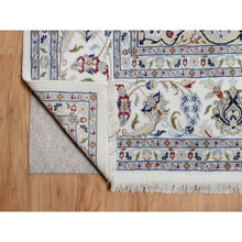 Load image into Gallery viewer, 9&#39;8&quot;x14&#39;4&quot; Snow White, Nain With Floral Medallion Design, 250 Kpsi, Hand Knotted, Wool And Silk, Oriental Rug FWR546774