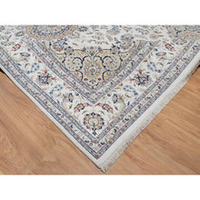 Load image into Gallery viewer, 9&#39;8&quot;x14&#39;4&quot; Snow White, Nain With Floral Medallion Design, 250 Kpsi, Hand Knotted, Wool And Silk, Oriental Rug FWR546774