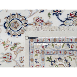 9'8"x14'4" Snow White, Nain With Floral Medallion Design, 250 Kpsi, Hand Knotted, Wool And Silk, Oriental Rug FWR546774