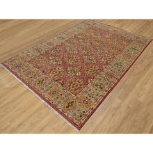 Load image into Gallery viewer, 6&#39;x8&#39;10&quot; Savvy Red, Antiqued Oushak Reimagined With Repetitive Star And Rosette Design, Sheared Low, 100% Wool, Hand Knotted, Oriental Rug FWR546792
