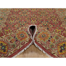 Load image into Gallery viewer, 6&#39;x8&#39;10&quot; Savvy Red, Antiqued Oushak Reimagined With Repetitive Star And Rosette Design, Sheared Low, 100% Wool, Hand Knotted, Oriental Rug FWR546792
