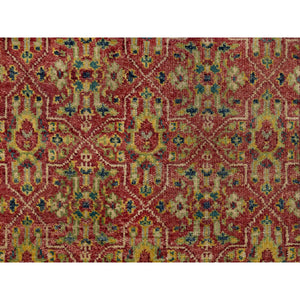 6'x8'10" Savvy Red, Antiqued Oushak Reimagined With Repetitive Star And Rosette Design, Sheared Low, 100% Wool, Hand Knotted, Oriental Rug FWR546792