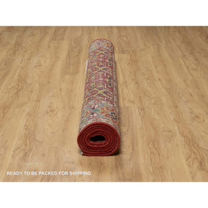 6'x8'10" Savvy Red, Antiqued Oushak Reimagined With Repetitive Star And Rosette Design, Sheared Low, 100% Wool, Hand Knotted, Oriental Rug FWR546792