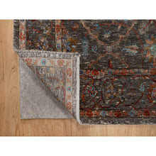 Load image into Gallery viewer, 5&#39;x7&#39; Cedar Brown, Persian Scrolls Leaf and Flower Design, Striae Pattern, Hand Knotted, Textured Wool and Silk, Oriental Rug FWR546798