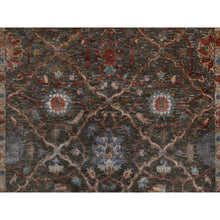 Load image into Gallery viewer, 5&#39;x7&#39; Cedar Brown, Persian Scrolls Leaf and Flower Design, Striae Pattern, Hand Knotted, Textured Wool and Silk, Oriental Rug FWR546798