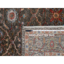 Load image into Gallery viewer, 5&#39;x7&#39; Cedar Brown, Persian Scrolls Leaf And Flower Design, Striae Pattern, Hand Knotted, Textured Wool And Silk, Oriental Rug FWR546798