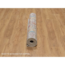 Load image into Gallery viewer, 4&#39;3&quot;x6&#39;2&quot; Snow White With Brown, Directional Vase Design, Silk With Textured Wool, Hand Knotted, Oriental Rug FWR546804