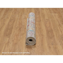 Load image into Gallery viewer, 4&#39;x6&#39;1&quot; Daisy White With Brown, Silk With Textured Wool, Hand Knotted, Directional Vase Design, Oriental Rug FWR546828