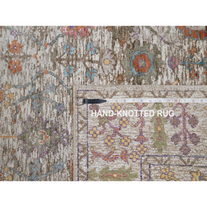 4'x6'1" Fossil Gray, Aryana Collection, Bijar Garus Design, Peshawar, Hand Knotted, High Mountain Wool, Vegetable Dyes, Oriental Rug FWR124920