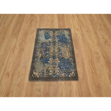 Load image into Gallery viewer, 2&#39;x3&#39; Dark Vanilla Brown, Broken And Erased Persian Sarouk Design, Veggie Dyes, Wool And Silk, Hand Knotted, Mat, Oriental Rug FWR546834