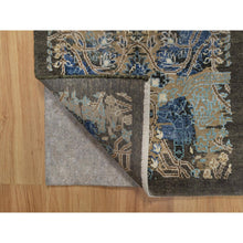 Load image into Gallery viewer, 2&#39;x3&#39; Dark Vanilla Brown, Broken And Erased Persian Sarouk Design, Veggie Dyes, Wool And Silk, Hand Knotted, Mat, Oriental Rug FWR546834