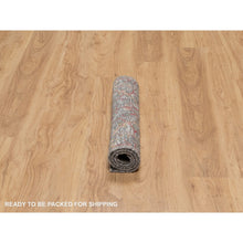 Load image into Gallery viewer, 2&#39;x3&#39; Morel Brown, Persian Scrolls Leaf And Flower Design, Striae Pattern, Hand Knotted, Textured Wool And Silk, Mat, Oriental Rug FWR546912