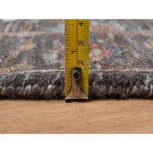 Load image into Gallery viewer, 2&#39;x3&#39; Morel Brown, Persian Scrolls Leaf And Flower Design, Striae Pattern, Hand Knotted, Textured Wool And Silk, Mat, Oriental Rug FWR546912