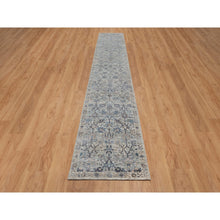 Load image into Gallery viewer, 2&#39;7&#39;x15&#39;9&quot; Rice White, Hand Knotted, Sickle Leaf Design, Soft Pile, Silk With Textured Wool, Xl Runner, Oriental Rug FWR546948