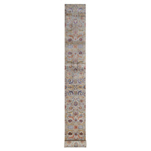 Load image into Gallery viewer, 2&#39;5&quot;x26&#39; Chiffon White, Silk with Textured Wool, Hand Knotted, Sickle Leaf Design, Borderless, XL Runner, Oriental Rug FWR546954