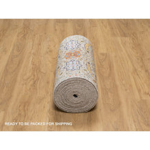 Load image into Gallery viewer, 2&#39;5&quot;x26&#39; Chiffon White, Silk With Textured Wool, Hand Knotted, Sickle Leaf Design, Borderless, Xl Runner, Oriental Rug FWR546954