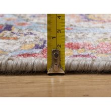 Load image into Gallery viewer, 2&#39;5&quot;x26&#39; Chiffon White, Silk With Textured Wool, Hand Knotted, Sickle Leaf Design, Borderless, Xl Runner, Oriental Rug FWR546954