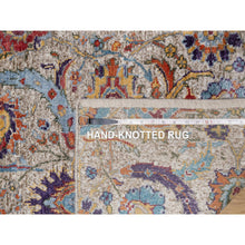 Load image into Gallery viewer, 2&#39;5&quot;x26&#39; Chiffon White, Silk With Textured Wool, Hand Knotted, Sickle Leaf Design, Borderless, Xl Runner, Oriental Rug FWR546954