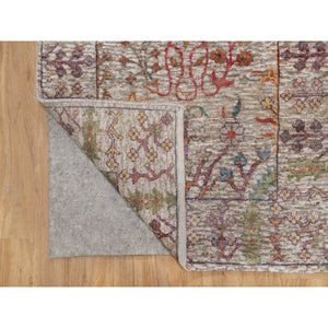 2'7"x23'9" Rice White With Brown, Hand Knotted, Directional Vase Design, Silk With Textured Wool, Xl Runner, Oriental Rug FWR546960