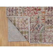 Load image into Gallery viewer, 2&#39;7&quot;x23&#39;9&quot; Rice White With Brown, Hand Knotted, Directional Vase Design, Silk With Textured Wool, Xl Runner, Oriental Rug FWR546960