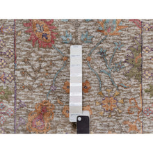 Load image into Gallery viewer, 2&#39;7&quot;x23&#39;9&quot; Rice White With Brown, Hand Knotted, Directional Vase Design, Silk With Textured Wool, Xl Runner, Oriental Rug FWR546960