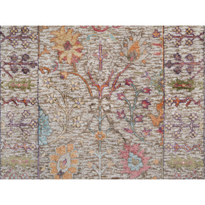 2'7"x23'9" Rice White With Brown, Hand Knotted, Directional Vase Design, Silk With Textured Wool, Xl Runner, Oriental Rug FWR546960