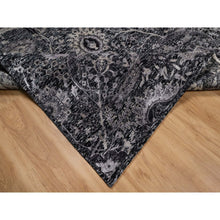 Load image into Gallery viewer, 6&#39;x8&#39;10&quot; Obsidian Black, Wool and Silk, Hand Knotted, Sickle Leaf Design, Soft Pile, Lush and Plush, Oriental Rug FWR546966