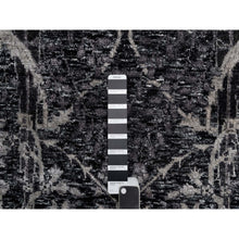 Load image into Gallery viewer, 6&#39;x8&#39;10&quot; Obsidian Black, Wool and Silk, Hand Knotted, Sickle Leaf Design, Soft Pile, Lush and Plush, Oriental Rug FWR546966