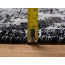 Load image into Gallery viewer, 6&#39;x8&#39;10&quot; Obsidian Black, Wool And Silk, Hand Knotted, Sickle Leaf Design, Soft Pile, Lush And Plush, Oriental Rug FWR546966