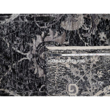 Load image into Gallery viewer, 6&#39;x8&#39;10&quot; Obsidian Black, Wool And Silk, Hand Knotted, Sickle Leaf Design, Soft Pile, Lush And Plush, Oriental Rug FWR546966