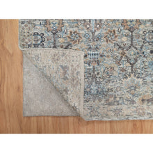 Load image into Gallery viewer, 2&#39;7&quot;x25&#39;9&quot; Daisy White, Soft Pile, Sickle Leaf Design, Silk with Textured Wool, Hand Knotted, XL Runner, Oriental Rug FWR546972
