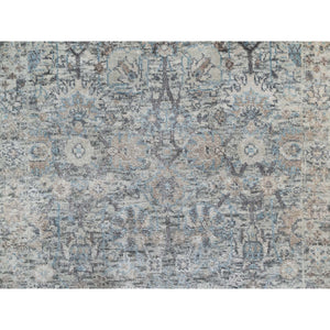2'7"x25'9" Daisy White, Soft Pile, Sickle Leaf Design, Silk With Textured Wool, Hand Knotted, Xl Runner, Oriental Rug FWR546972