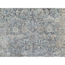 Load image into Gallery viewer, 2&#39;7&quot;x25&#39;9&quot; Daisy White, Soft Pile, Sickle Leaf Design, Silk with Textured Wool, Hand Knotted, XL Runner, Oriental Rug FWR546972