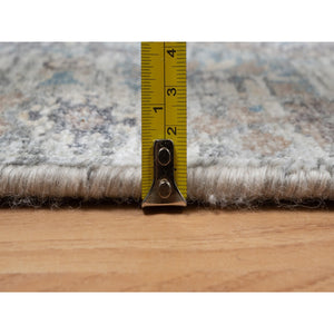 2'7"x25'9" Daisy White, Soft Pile, Sickle Leaf Design, Silk with Textured Wool, Hand Knotted, XL Runner, Oriental Rug FWR546972
